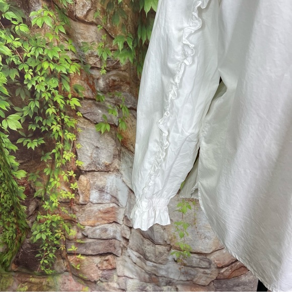 J. CREW White Cotton Ruffled Half Placket Blouse, M - Picture 5 of 15